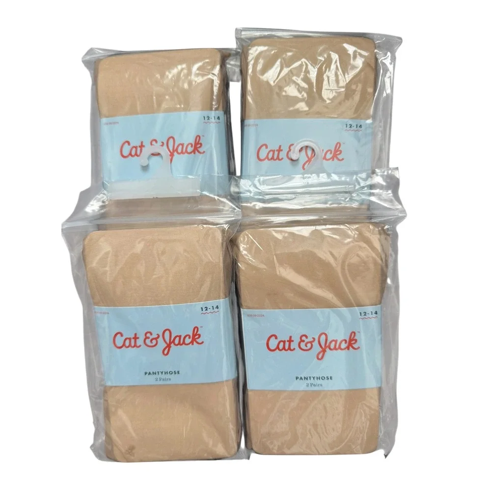 Cat & Jack Girls Pantyhose Tan Nude 4 Packs 8 Pairs Size 12-14 NEW
